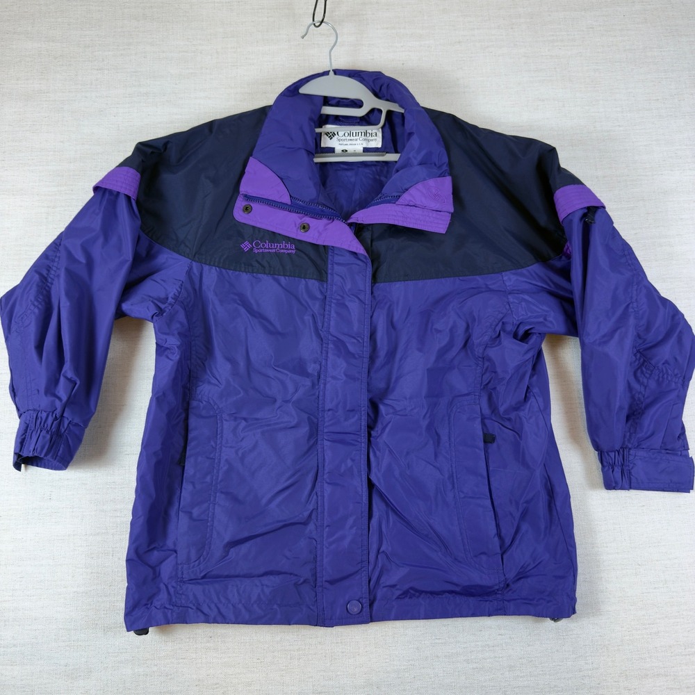 Columbia Sportswear Vintage Windbreaker Jacket Purple Navy Blue Small Womens